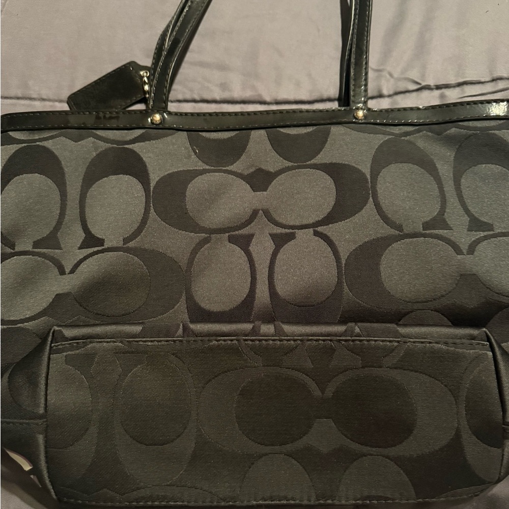 Coach Black and Purple Signature Tote - Picture 2 of 4